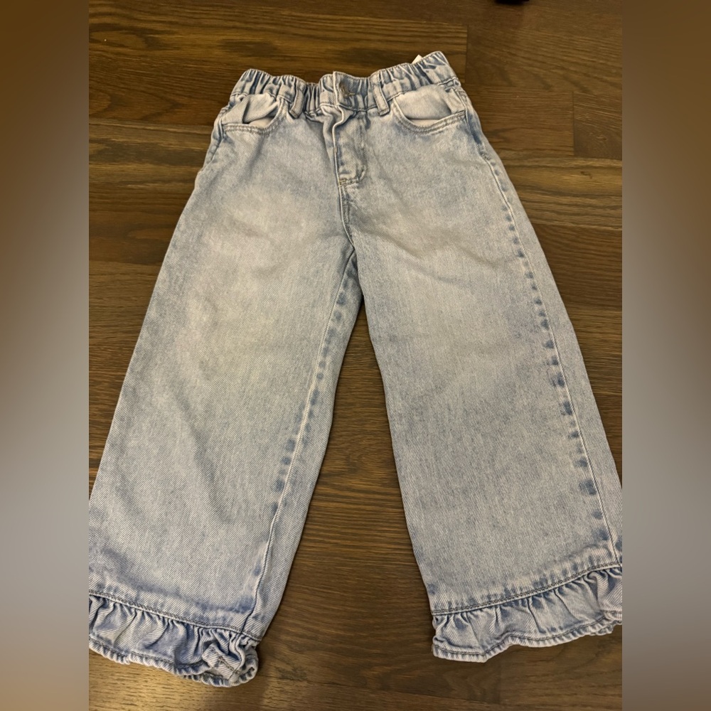 Zara Kids Light Blue Ruffle Bottom Denim
